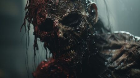 A hyper grainy and dark scene captured in a film still from a 1980s grindhouse movie this punk art inspired photo showcases a disgusting monster in the night with intricate details and a gritty atmosphere shot with a canon eos r3 and a 50mm f 1 8 lens the image has a hyper realistic quality and is enhanced with color correction and grading the result is a high resolution hyper detailed