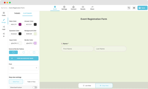 Customize the design settings