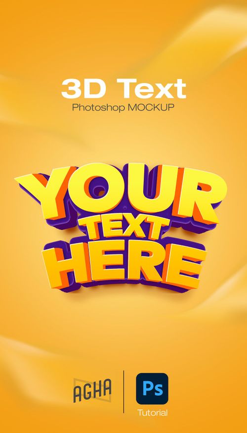3d Text Effect Tutorial, 3d Text Photoshop Mockup, Graphic Design Project Ideas, How To Create 3d Text In Photoshop, Photoshop 3d Text Design, 3d Font Design Ideas, How To Make 3d Text In Photoshop, Text Block Design, Text Design Photoshop