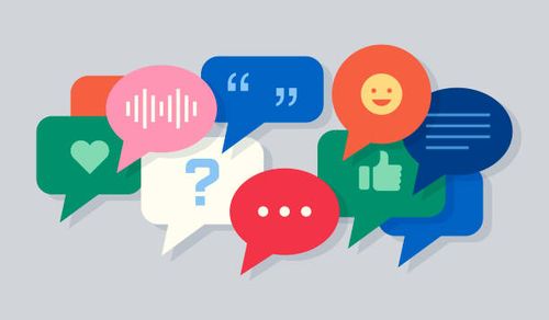 speech bubbles talking chatting discussing concept - online chat stock illustrations