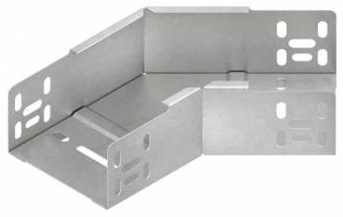 Elbow 45° with unperforated side profiles, but with connector perforations, with integrated splice plates