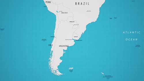 Argentina on the World Map with Animated National Flag