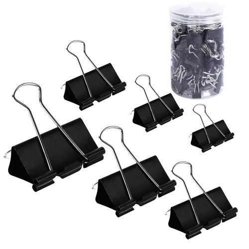 Binder Clips Paper Clamps Assorted Sizes 200 Count (Black), Jumbo, Large, Medium, Small, Mini and Micro,6 Sizes with Box f...