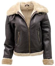 Women's Brown B3 WW2 Ginger Real Thick Sheepskin Leather Flying Jacket S