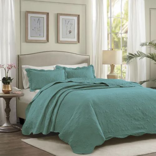 Kit Cobre Leito Dupla Face Casal Box 3 Peças Colcha 200 Fios