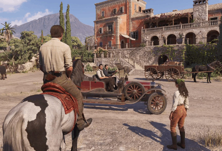 Horses join automobiles as a primary form of transportation in The Old Country. The real-life scarcity of cars in 1900s Sicily is reflected in the game’s country roads. 2K Games
