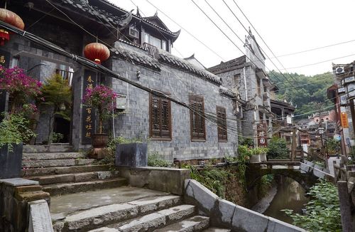 Tuojiang River winding through Fenghuang Ancient Town