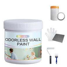 Mollor White Paint for Wall, 16 Oz Water-Based Acrylic Latex Paint with Tools, Interior/Exterior - No Sanding, Quick Drying, Low Odor - Perfect for Wall, Ceiling & More, 25-30sq, Semi-Gloss White