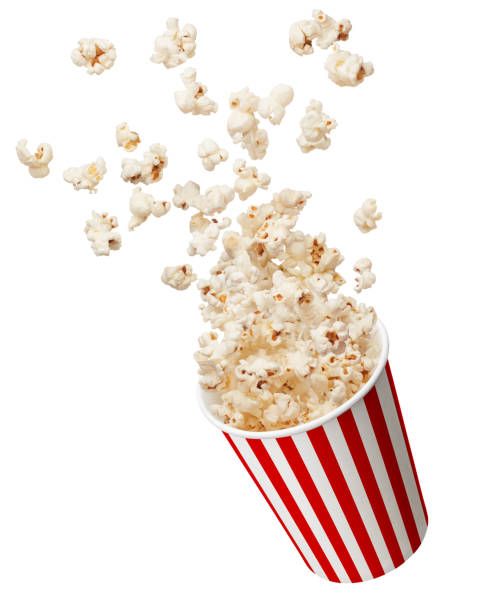 popcorn flying bucket of popcorn splashing isolated on white pop corn stock pictures, royalty-free photos & images