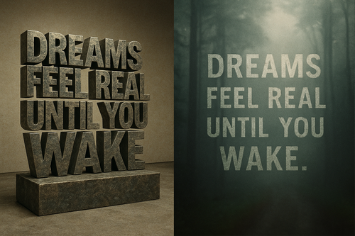 3D and photo overlay word art design AI-generated