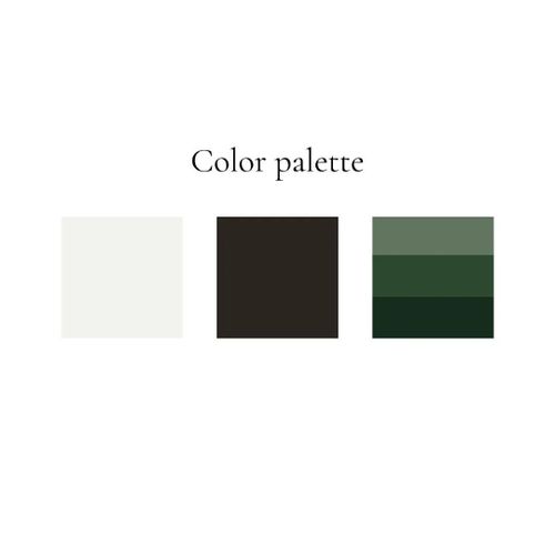 the color palette is green, brown and white