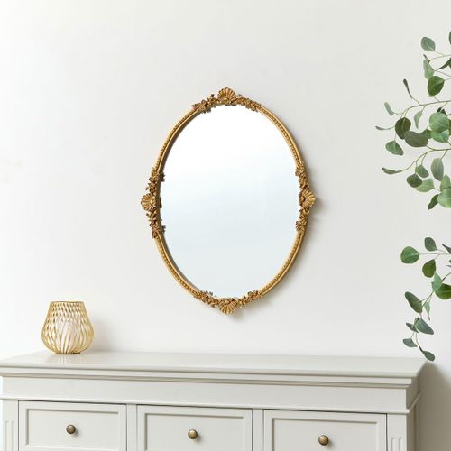 Melody Maison Oval Gold Ornate Wall Mirror 70cm x 56cm