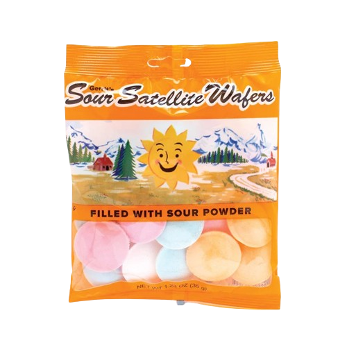 All City Candy Sour Satellite Wafers Candy 1.23 oz Bag Novelty Gerrit J. Verburg Candy For fresh candy and great service, visit www.allcitycandy.com