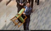 Chair In Hand, Tongue Sticking Out: Justin Trudeau's Parliament Exit Is Viral