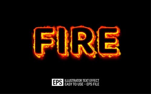 Vector fire 3d text editable style effect template