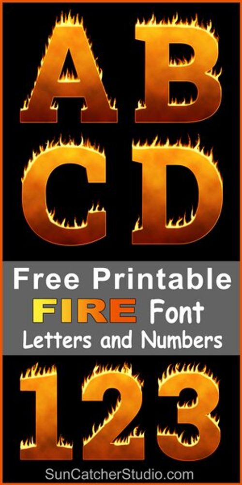 Free printable fire font, flames, clipart, DIY, downloadable, flaming letters, numbers, alphabet.