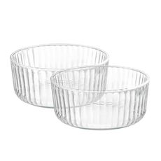 Bormioli Rocco Exclusiva Glass Serving Bowls, Set of 2-53.75 Oz. Stackable Dishes for Chips, Hummus, Appetizers - 7 Inch Elegant Decorative Tableware, Light-Reflecting Design, Dishwasher Safe