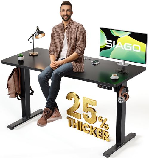 SIAGO Electric Standing Desk Adjustable - 48 x 24 Inch Sit Stand up Desk with Cable Management - 3 Memory Preset Adjustabl...