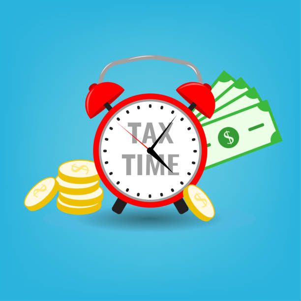 Tax time on clock Tax time on clock tax time clock stock illustrations