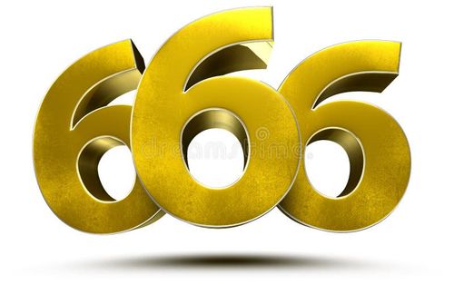 666 numbers 3D illustration on white background with clipping path. 666 illustrations