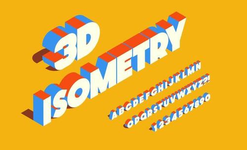 fonte de isometria vetorial 3d estilo em negrito para infográficos vetor
