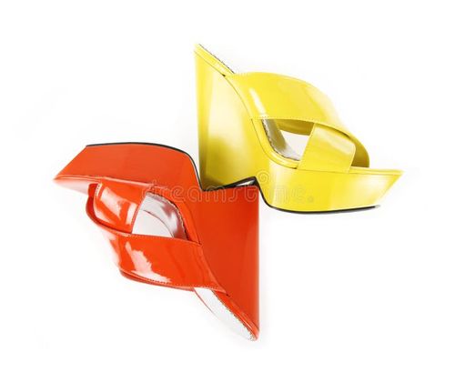 Wedge sandals on white. Wedge shoes stock images, royalty-free photos and pictures