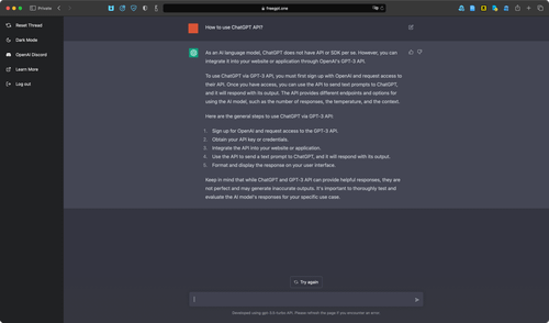 基于 ChatGPT API 的网页应用