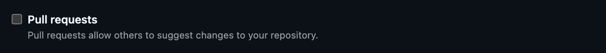 Repository setting to disable pull requests