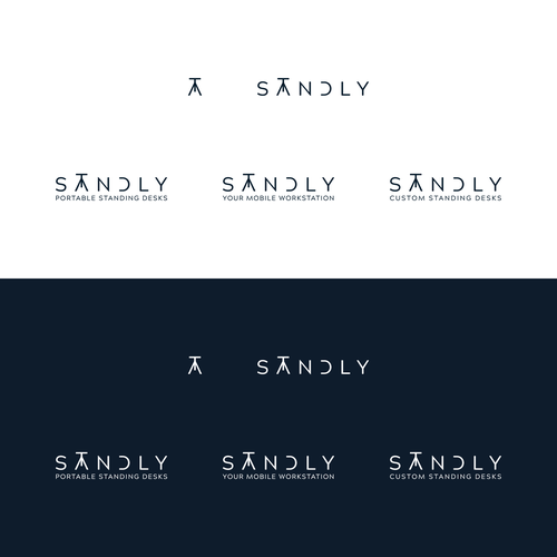 Text logo with the title 'Clever design for a portable standing desk'