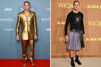 Alexander Skarsgård on His Wacky ‘Wicker’ Red Carpet Looks: From Clear Shoes and a Multicolored Skirt to a Gray Wig Inspired by Co-Star Olivia Colman - Variety