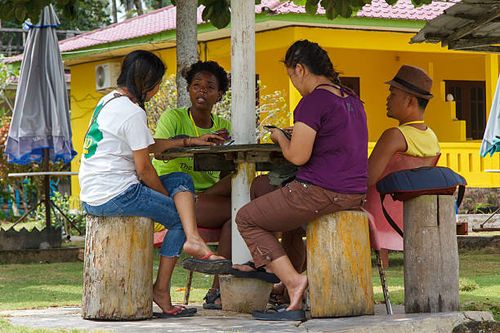 September 18th: The Midwife Alama Sylla is listening Icum Susanti with the Funder Matius Wau and an unknown staff of the Love one Niha Pelita Kasih...