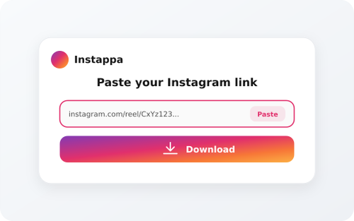 Instappa form with a pasted Instagram URL and Download button