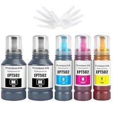 GREENPRINT EPT502 Ink Cartridges Bottle Refill Multipack Replacement for ET-15000 ET-2760 ET-2850 ET-2980 ET-3710 ET-3750 ET-3760 ET-3830 ET-3843 ET-3850 ET-4750 ET-4760 ET-4850 Printer (2BK CMY)