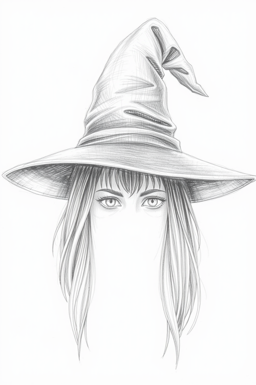 Realistic Witch Hat Drawing