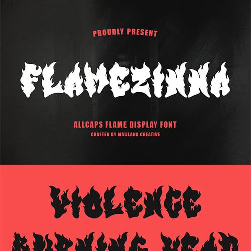 Flamezinna All Caps Flame Display Font