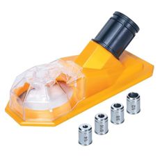 POWERTEC Drill Dust Collection Base with Suction Mount and 4 Interchangeable Drill Guide Bushings "1/4", "5/16", "3/8", "1/2" – Works with POWERTEC Hose Kits – Supports Hole Size Up to 2-5/8" (70450)