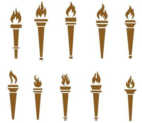 Collection Brown torch Flaming on Background White abstract illustration design vector