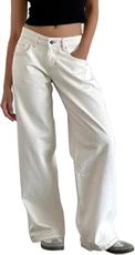 Low Rise Baggy Jeans for Women, Mom Jeans Baggy Jeans Wide Leg Denim Pants Loose Fit Boyfriend Fashion Y2K Outfits 2025 White