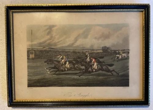 Collectable Vintage “The Struggle” H. Alken & J. Harris Horse Racing Print - Image 1 of 4