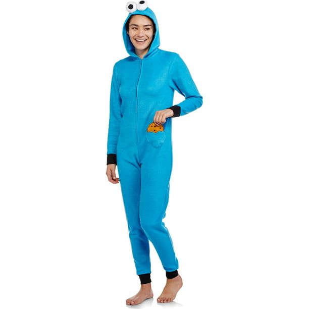 Cookie Monster Women's Licensed Sleepwear Adult Onesie Costume Union Suit Pajama