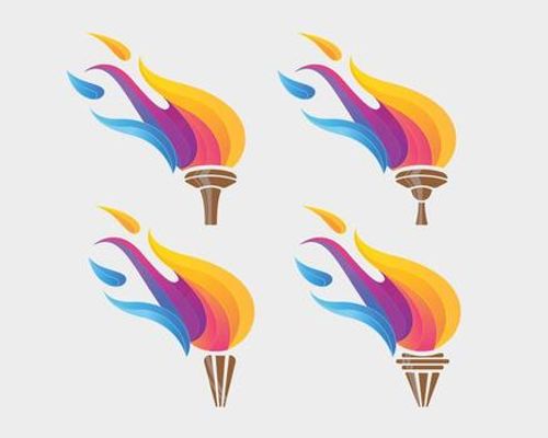 Colorful torch ornament illustration symbols vector