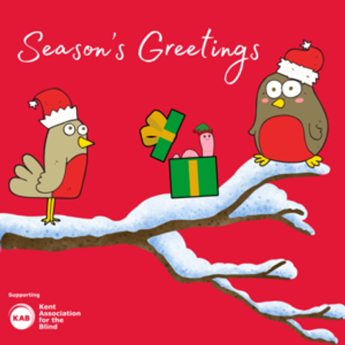 Birds opening gift box funny Christmas ecard.