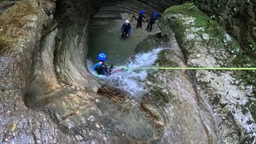 Canyoning in the Sacco River