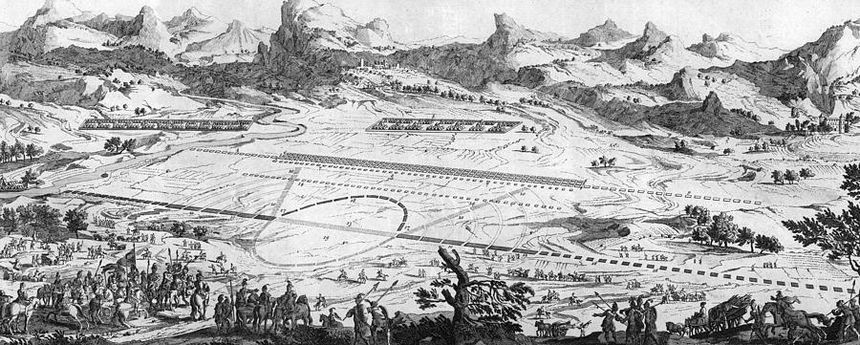 Hannibal's army surrounding the Roman army at Cannae