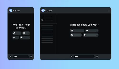 Ai chat interface for mobile and desktop widows. Artificial intelligence assistant application.
