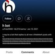 r/TheLetterH - u/h-bot9000 it's been a day where did you go
