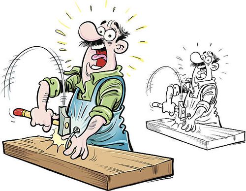 hammering nails - nail hammer cartoon stock illustrations