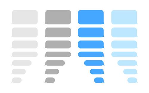 Message smartphone template. Mobile chatting sms app template bubbles. Message bubbles chat on smartphone icons. Phone chatting sms template bubbles. Isolated smartphone mockup. Stock vector.