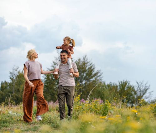 happy family enjoying a nature walk in the countryside - nature stock pictures, royalty-free photos & images