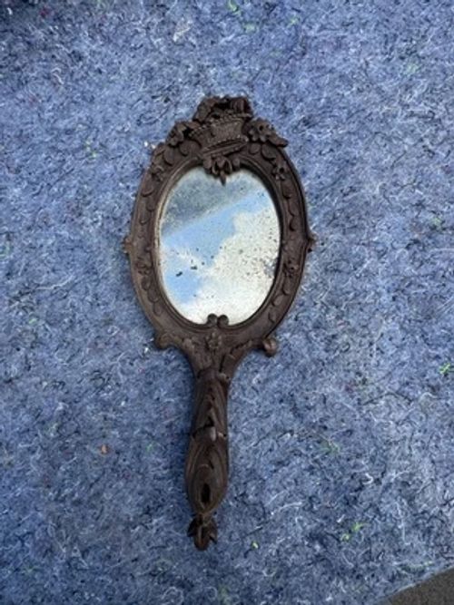 Antique Hand Mirror Dated 1913 Vanity Mirror Victorian Style - Image 1 of 4